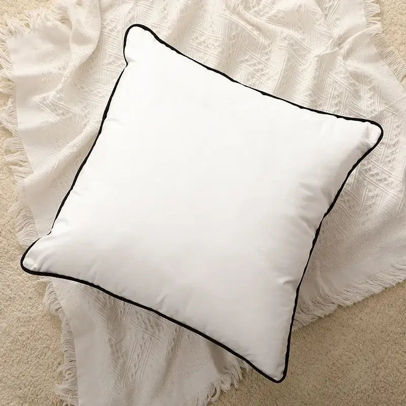 Modern black & white geometric embroidered cushion cover living room