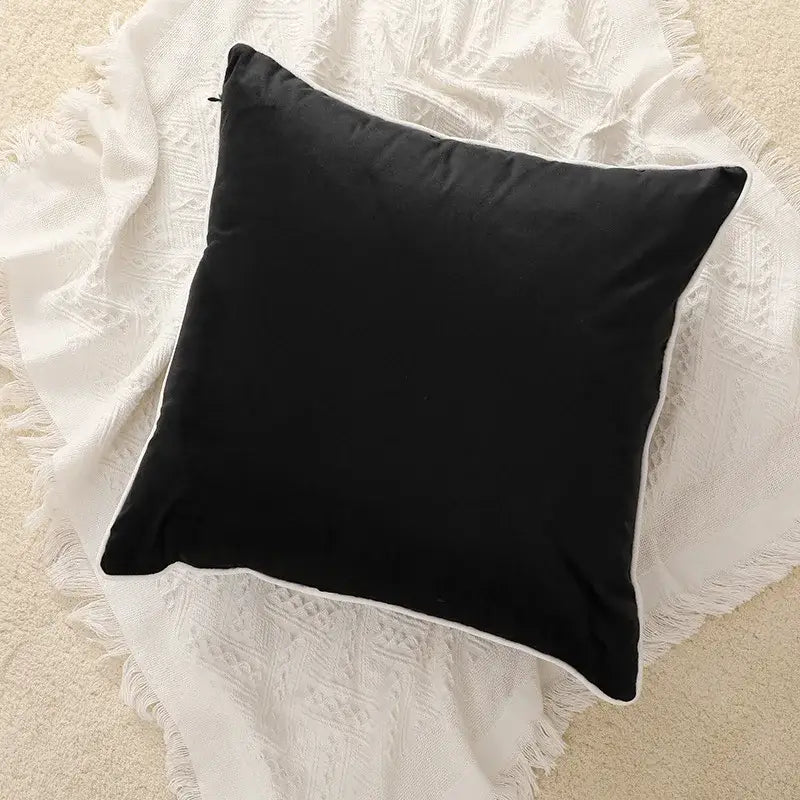 Modern black & white geometric embroidered cushion cover living room