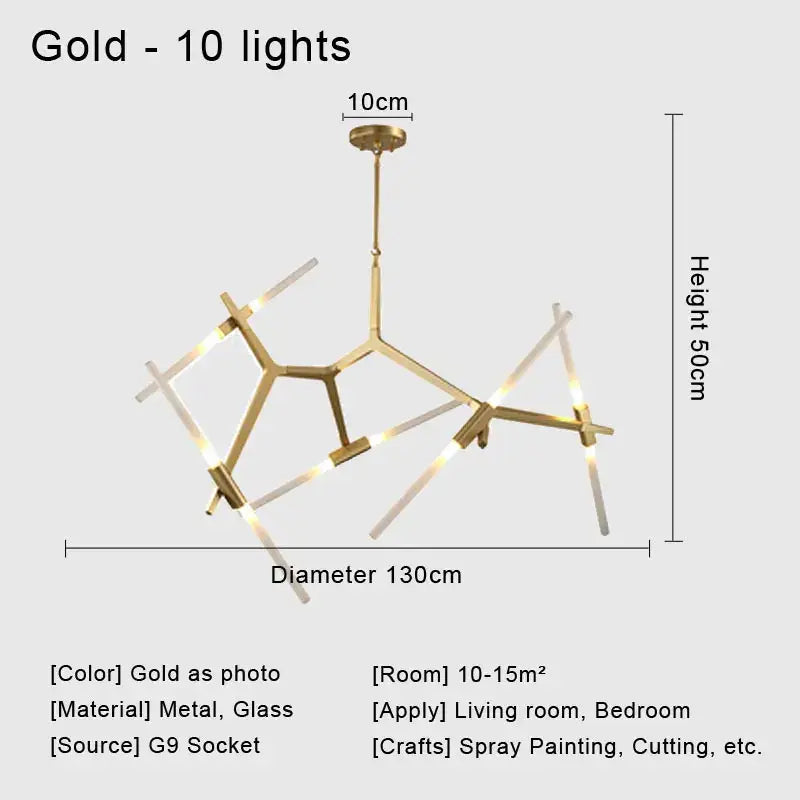 Modern black & white geometric glass led chandelier living room light