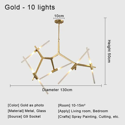 Modern black & white geometric glass led chandelier living room light