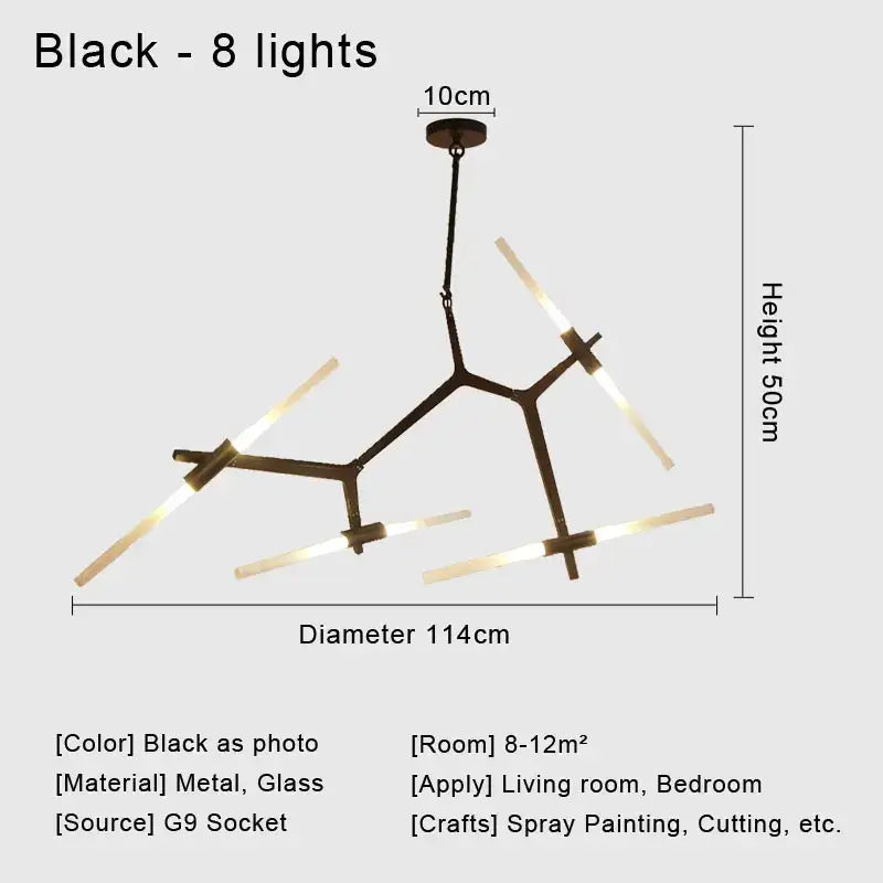 Modern black & white geometric glass led chandelier living room light