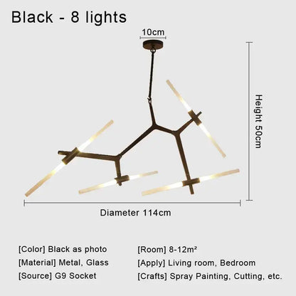 Modern black & white geometric glass led chandelier living room light