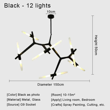 Modern black & white geometric glass led chandelier living room light
