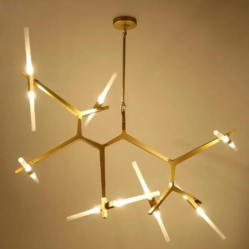 Modern black & white geometric glass led chandelier living room light