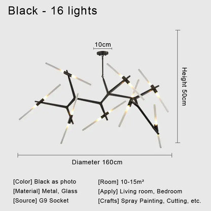 Modern black & white geometric glass led chandelier living room light