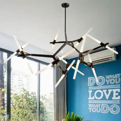 Modern black & white geometric glass led chandelier living room light