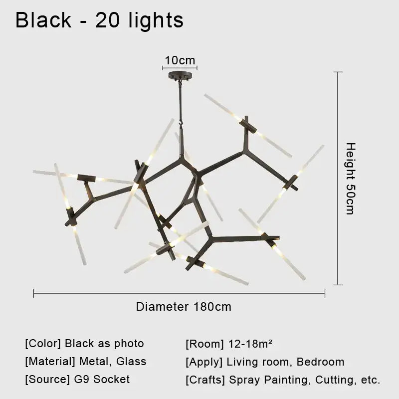 Modern black & white geometric glass led chandelier living room light