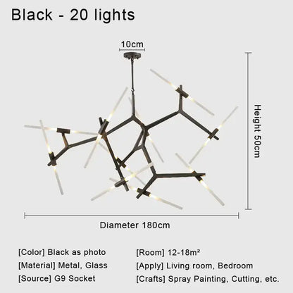 Modern black & white geometric glass led chandelier living room light