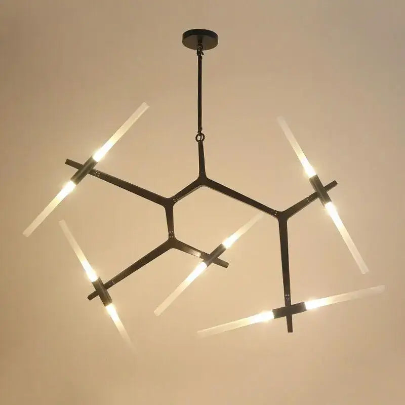 Modern black & white geometric glass led chandelier living room light
