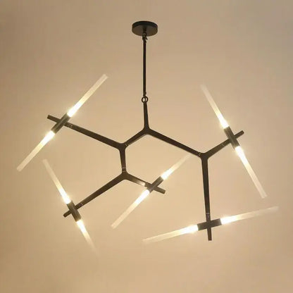 Modern black & white geometric glass led chandelier living room light