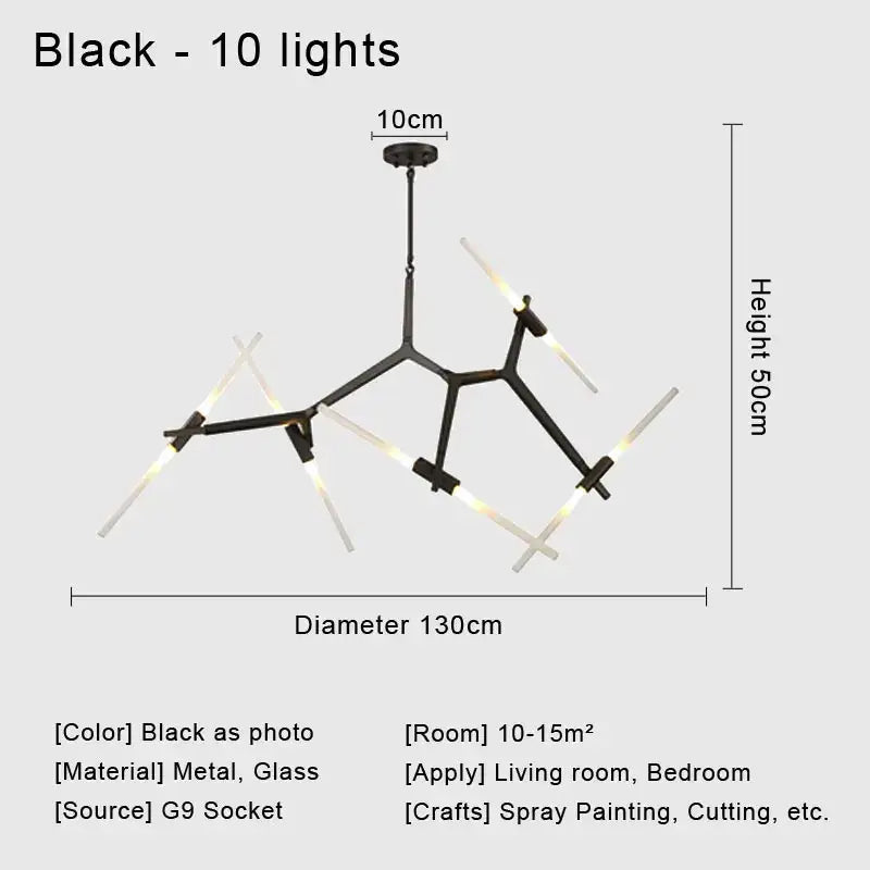 Modern black & white geometric glass led chandelier living room light