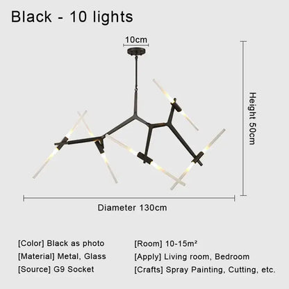 Modern black & white geometric glass led chandelier living room light