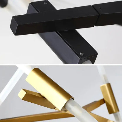Modern black & white geometric glass led chandelier living room light