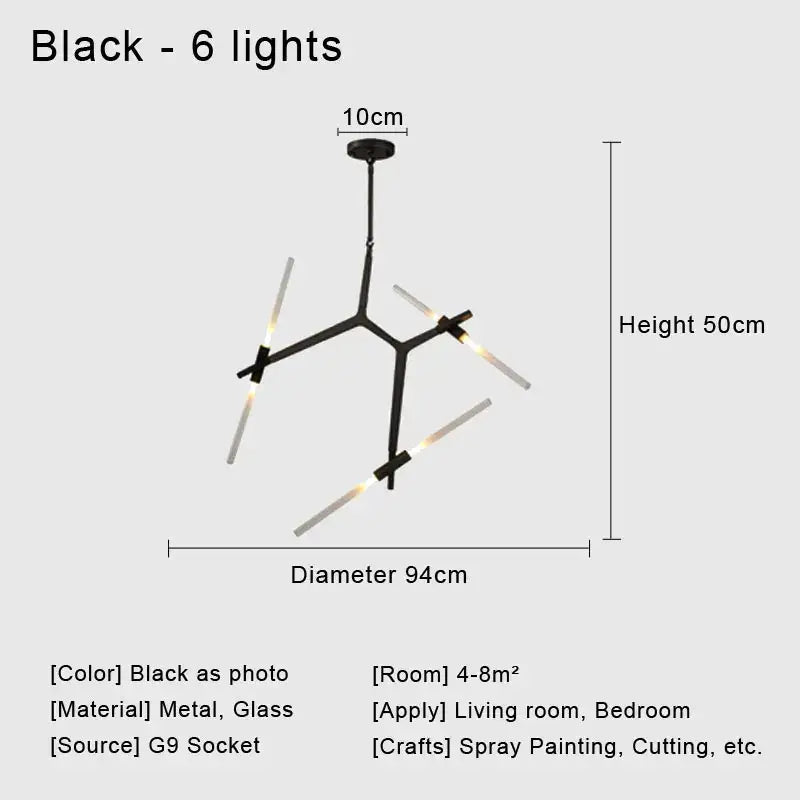 Modern black & white geometric glass led chandelier living room light