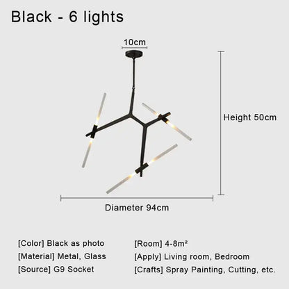 Modern black & white geometric glass led chandelier living room light