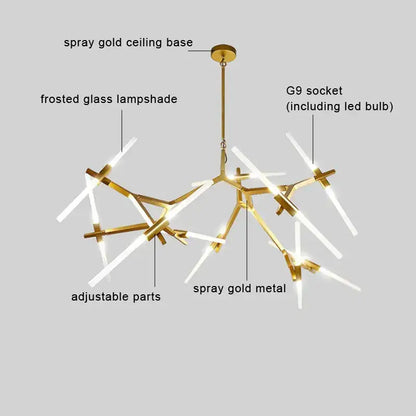 Modern black & white geometric glass led chandelier living room light