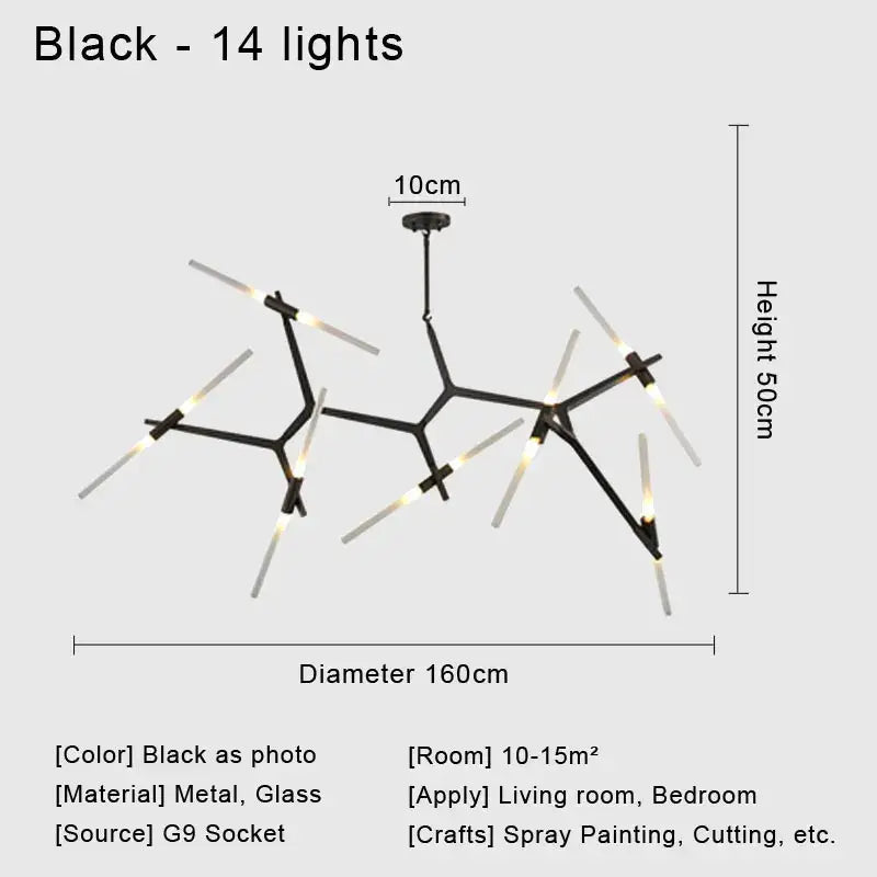 Modern black & white geometric glass led chandelier living room light