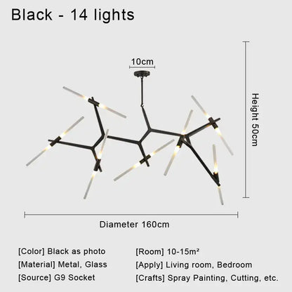 Modern black & white geometric glass led chandelier living room light