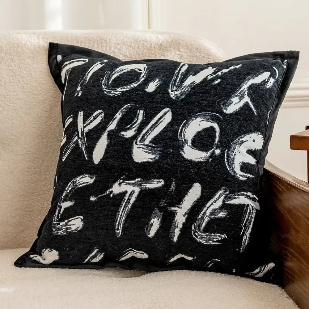Modern black & white geometric jacquard cushion cover living room