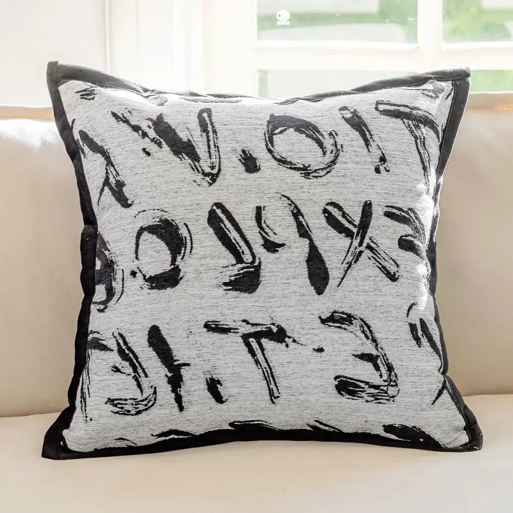 Modern black & white geometric jacquard cushion cover living room