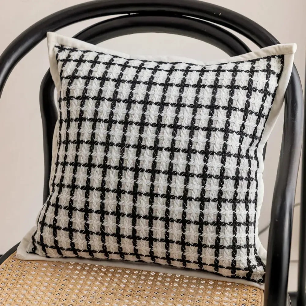 Modern black & white geometric jacquard cushion cover living room