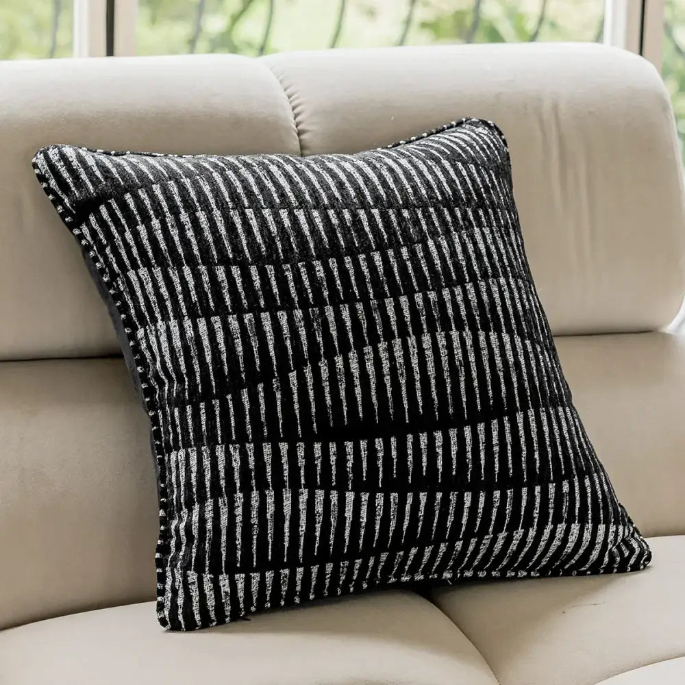 Modern black & white geometric jacquard cushion cover living room