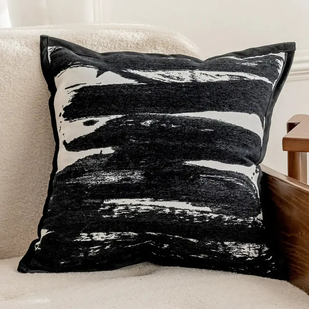 Modern black & white geometric jacquard cushion cover living room