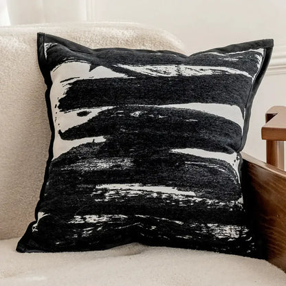 Modern black & white geometric jacquard cushion cover living room