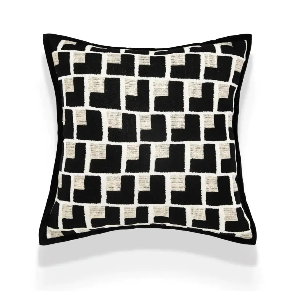 Modern black & white geometric jacquard cushion cover living room