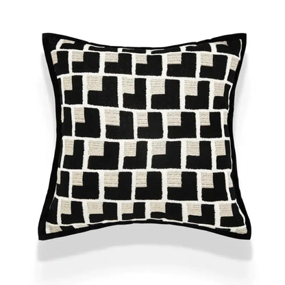 Modern black & white geometric jacquard cushion cover living room