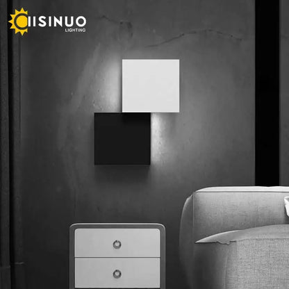 Modern black & white geometric led wall sconce for living room