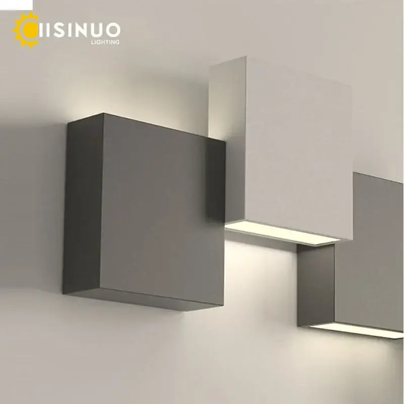 Modern black & white geometric led wall sconce for living room