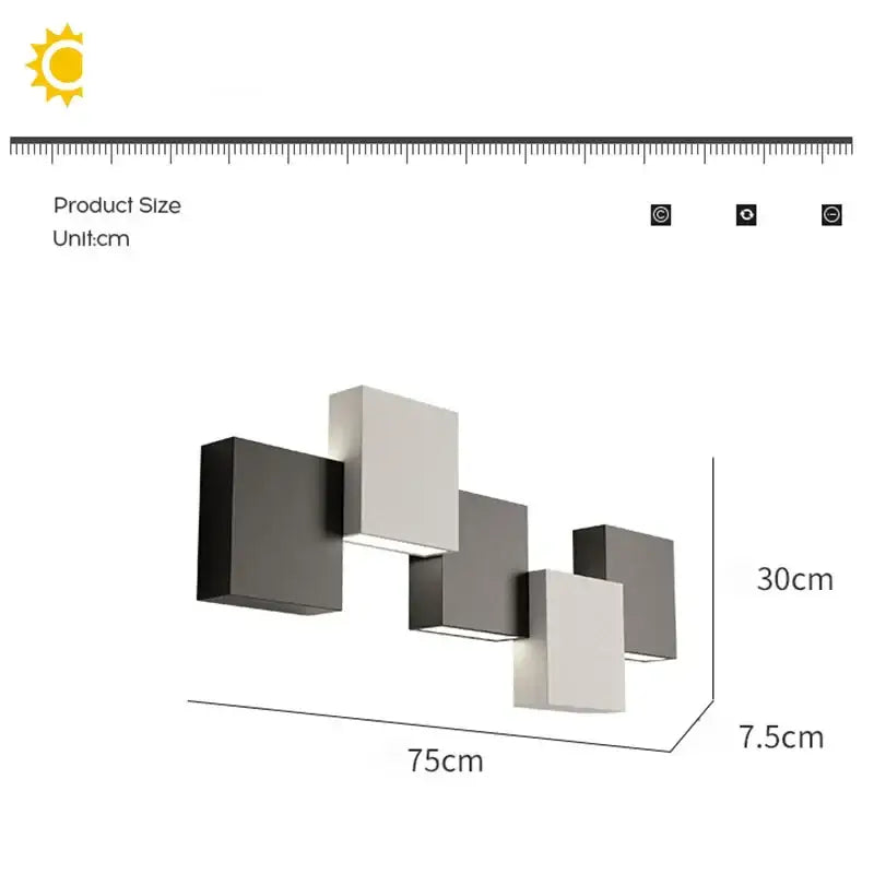Modern black & white geometric led wall sconce for living room
