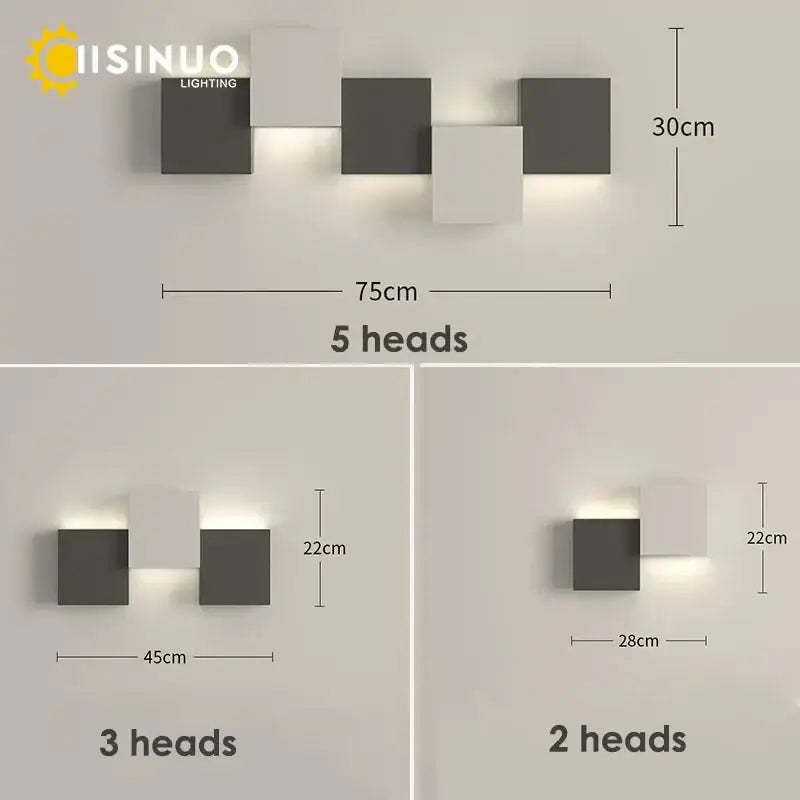 Modern black & white geometric led wall sconce for living room