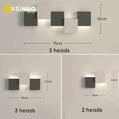 Modern black & white geometric led wall sconce for living room