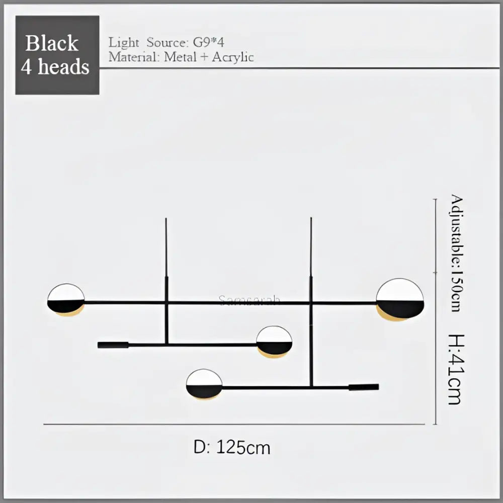 Modern black & white geometric line pendant lamp for dining room