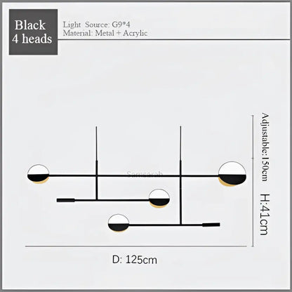 Modern black & white geometric line pendant lamp for dining room