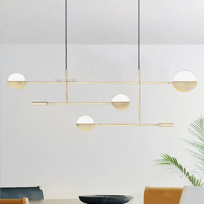 Modern black & white geometric line pendant lamp for dining room