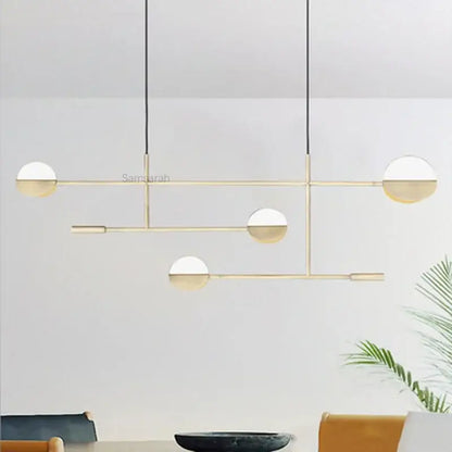 Modern black & white geometric line pendant lamp for dining room