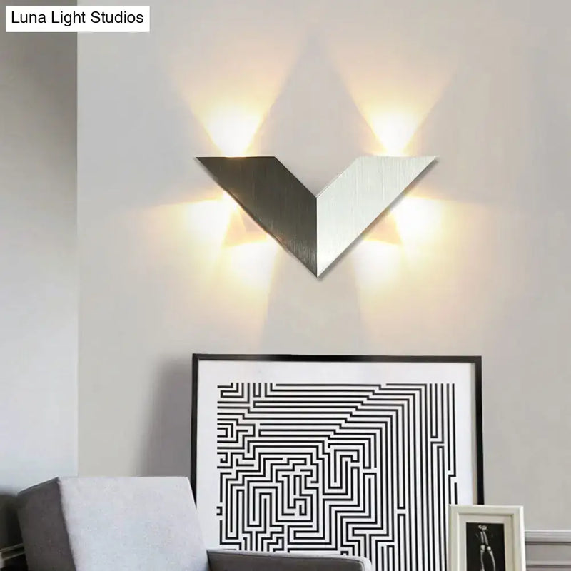 Modern black & white geometric metal shade led wall lamp bedroom