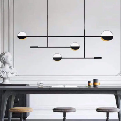 Modern black & white geometric pendant light fixture kitchen island
