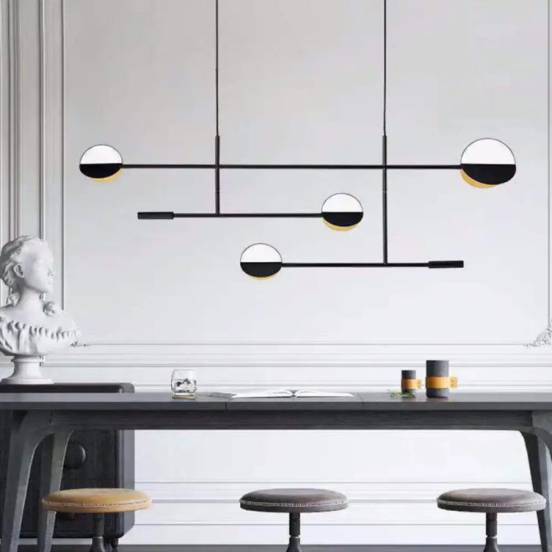 Modern black & white geometric pendant light fixture kitchen island