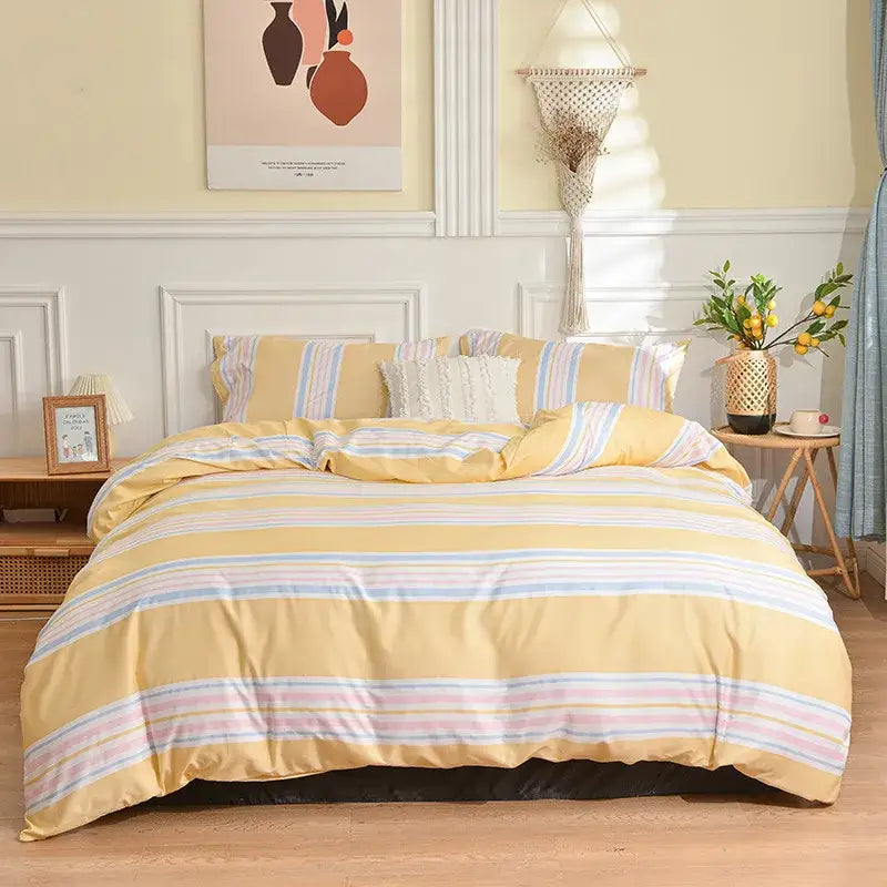 Modern black & white geometric stripes bedding set for bedroom
