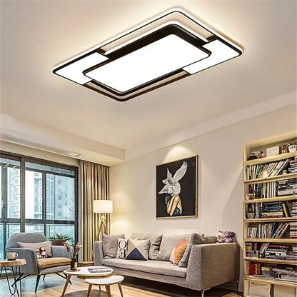 Modern black & white geometry led ceiling light living room decor