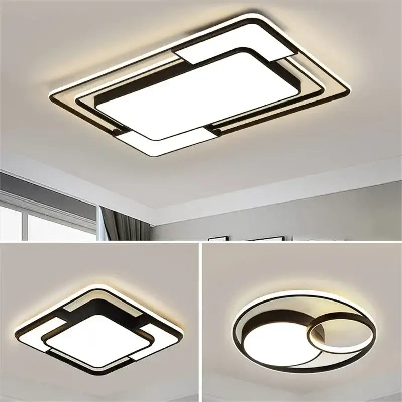 Modern black & white geometry led ceiling light living room decor