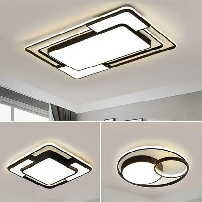 Modern black & white geometry led ceiling light living room decor