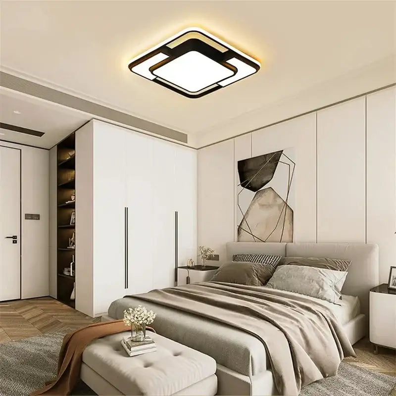 Modern black & white geometry led ceiling light living room decor