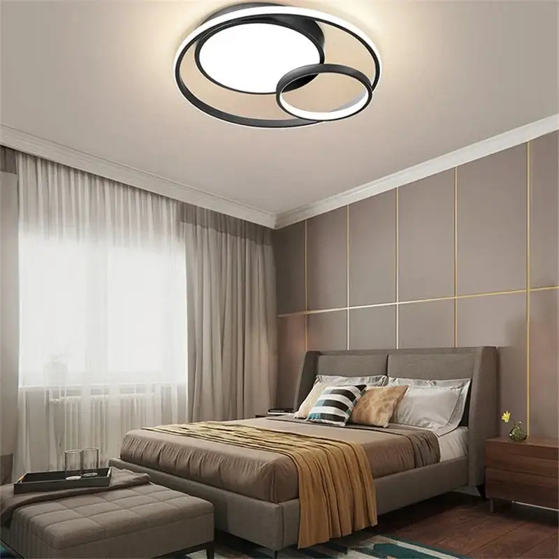 Modern black & white geometry led ceiling light living room decor