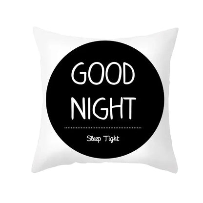 Modern black & white geometry letters cushion cover living room