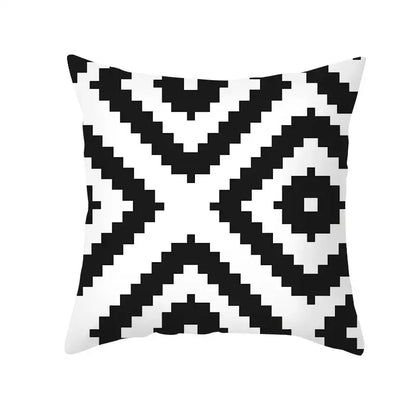 Modern black & white geometry letters cushion cover living room